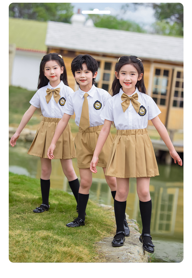 British style college primary school student uniform short-sleeved suit 455-8271