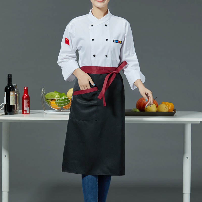 Double-breasted cross-collar restaurant short-sleeved chef uniform B05-2021 short-sleeved