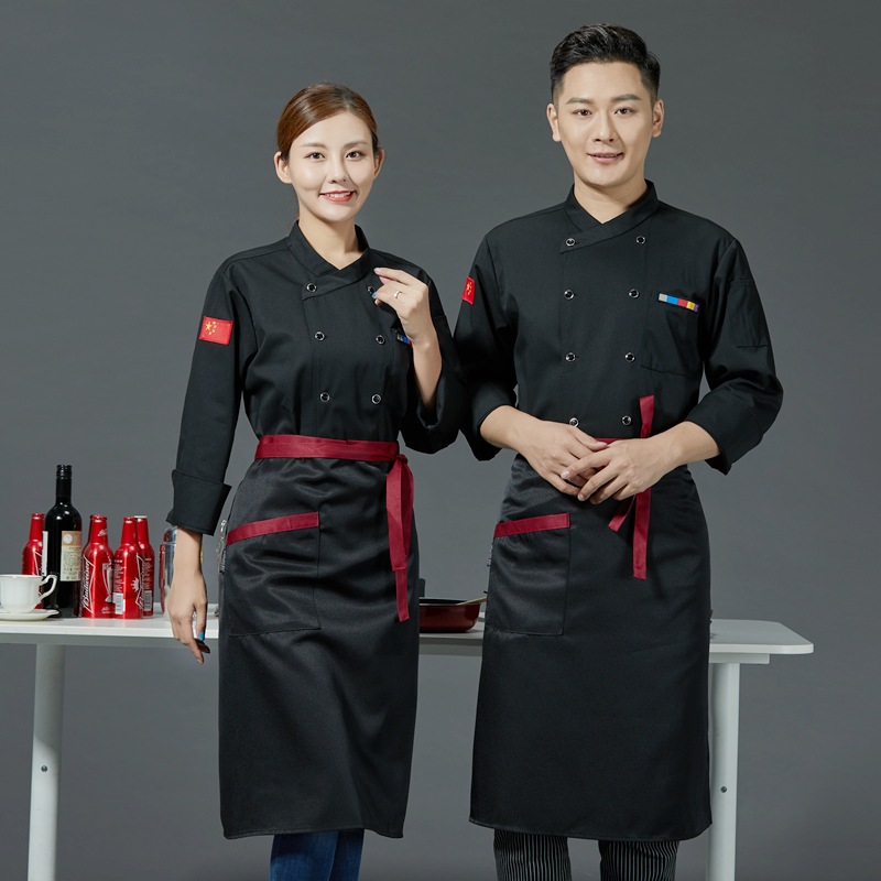 Double-breasted cross-collar restaurant short-sleeved chef uniform B05-2021 short-sleeved