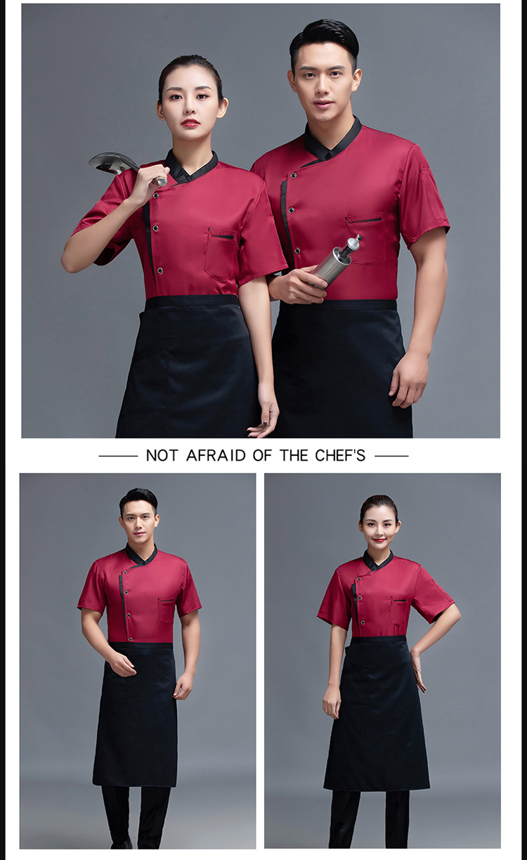 Triangle pocket restaurant chef uniform short-sleeved top H12-L022