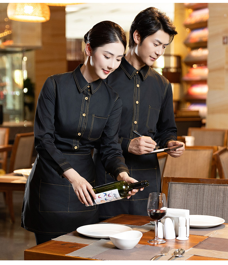 Catering service staff long sleeve western restaurant work clothes H21-TK bright lines