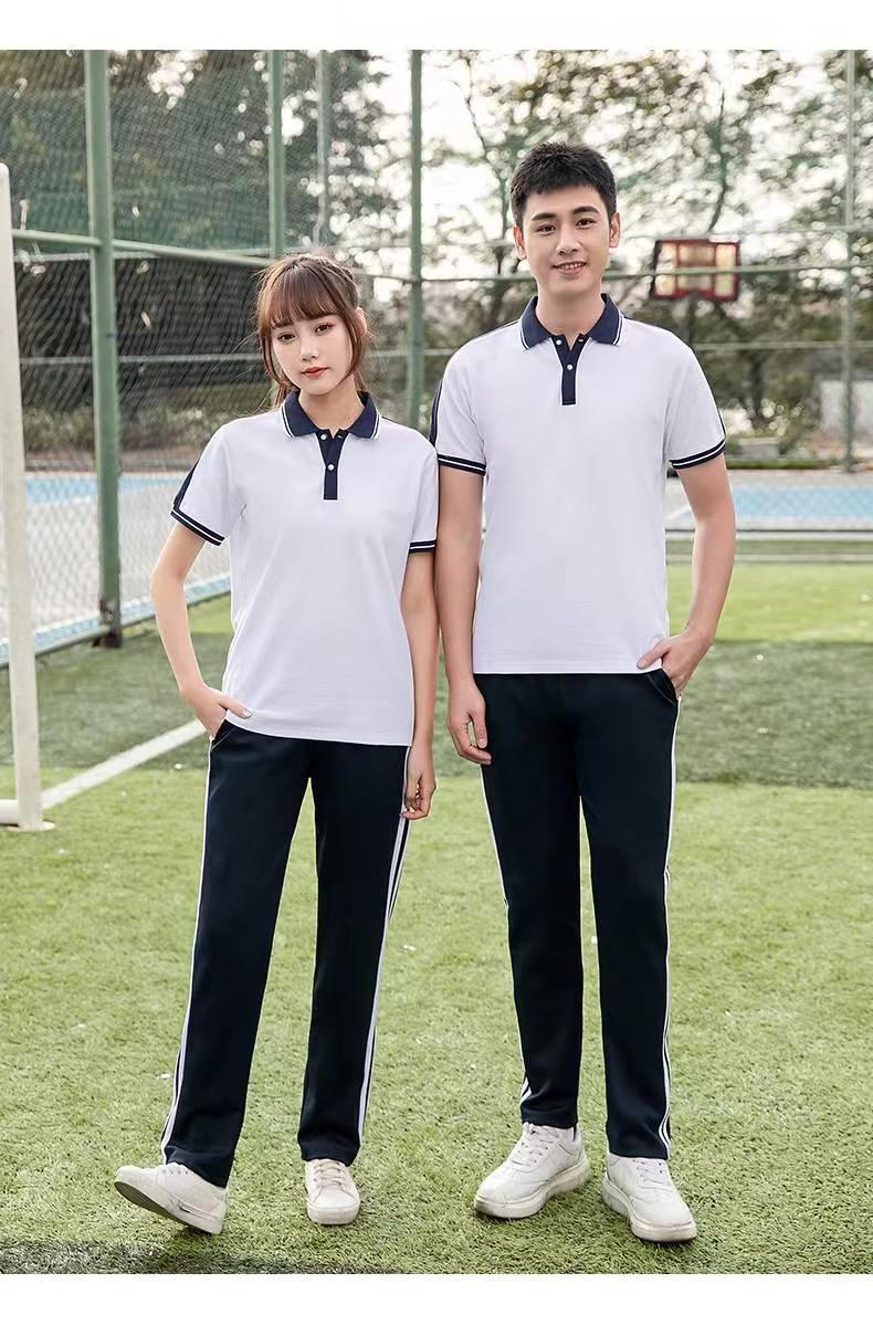 Fashion short-sleeved lapel trousers sports school uniform KI2-8818 trousers suit