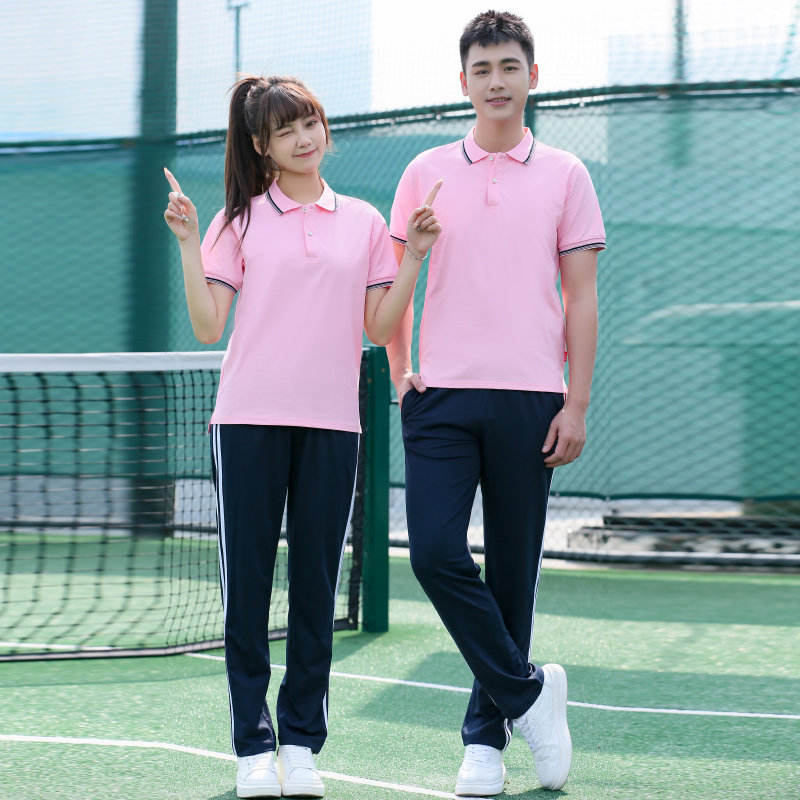 Fashion sports casual school uniform short-sleeved lapel tops KI2-5599 single tops