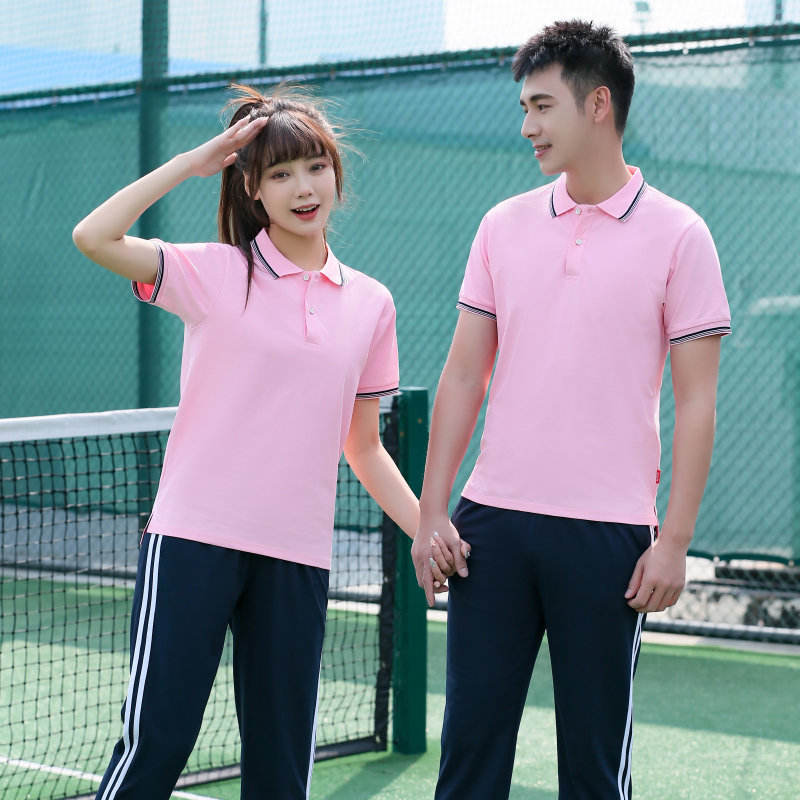 Fashion sports casual school uniform short-sleeved lapel tops KI2-5599 single tops