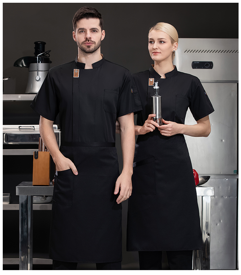 Encrypted luxury restaurant chef uniform short-sleeved top H03-smiley face