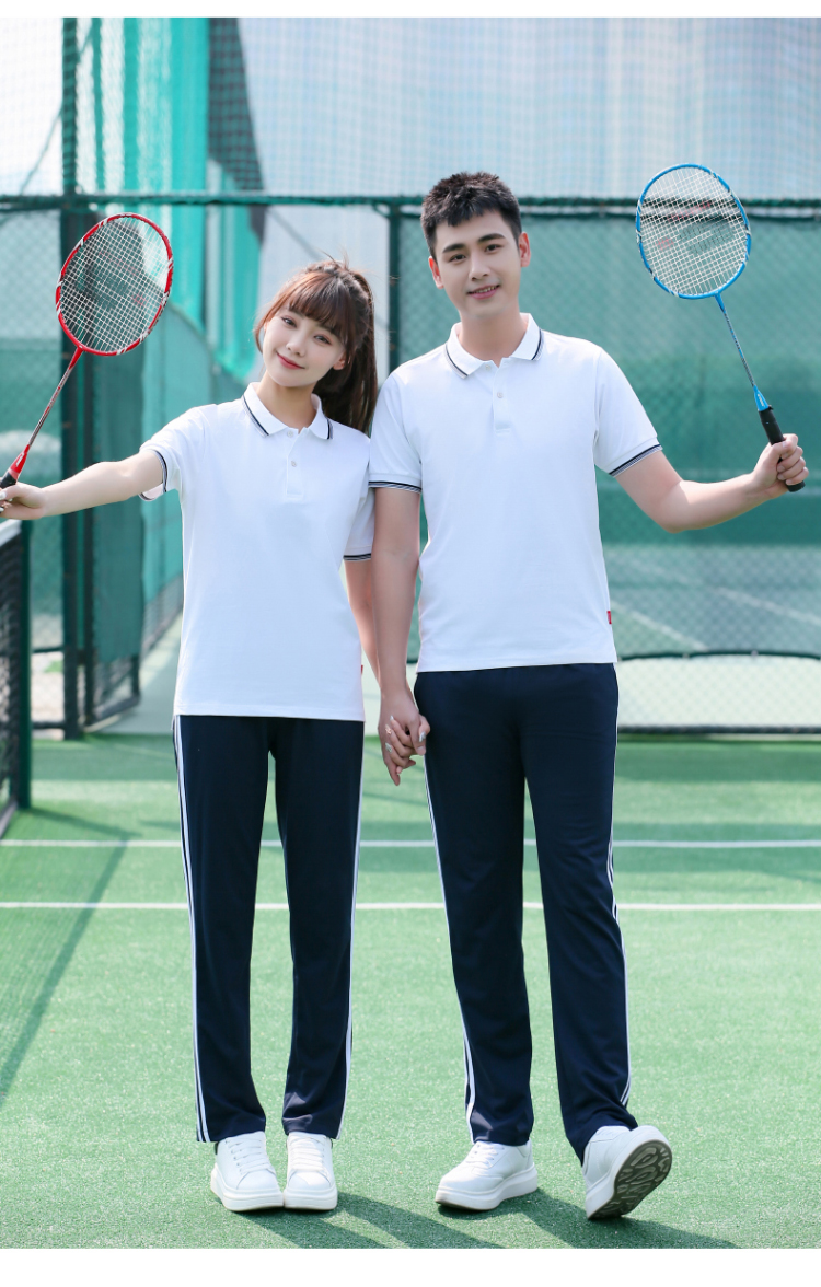 Fashion sports casual school uniform short-sleeved lapel tops KI2-5599 single tops