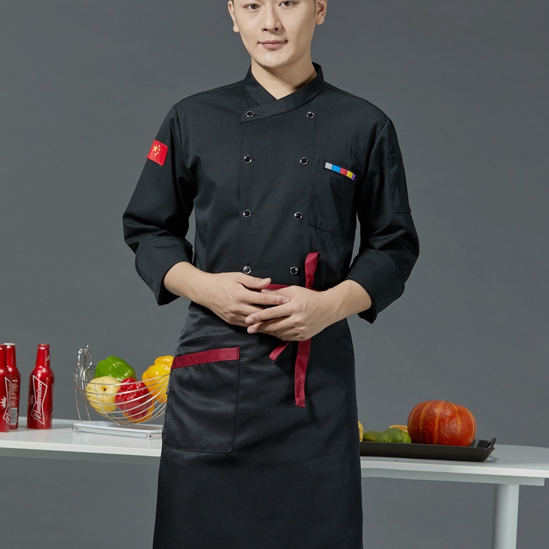 Double-breasted cross-collar restaurant short-sleeved chef uniform B05-2021 short-sleeved