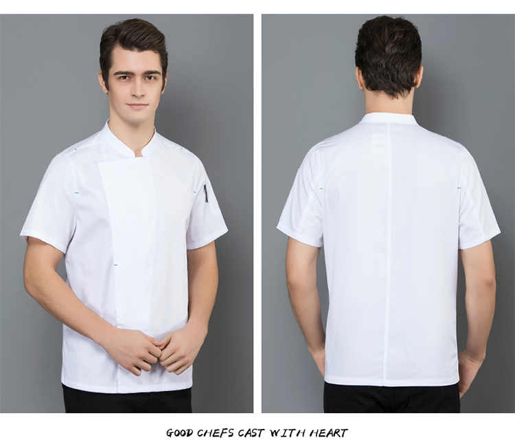 Full craft fine grain bar knot chef uniform top H02-20F097-100 short sleeve