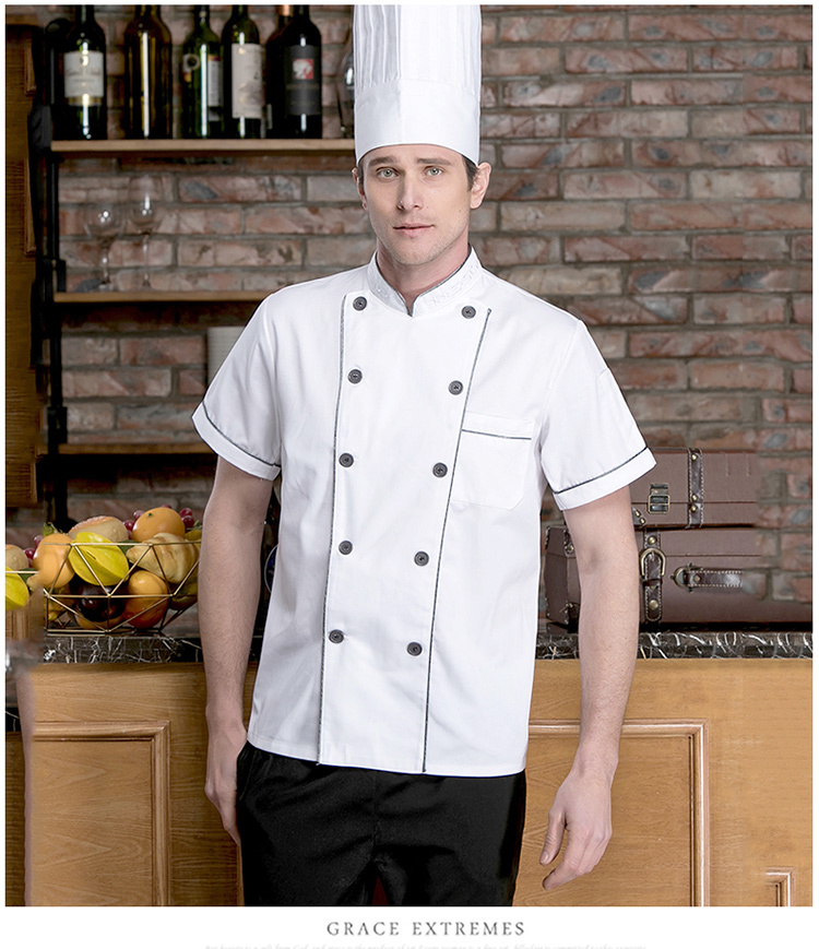 Polyester-cotton nano Great Wall short-sleeved chef uniform top H02-20F080