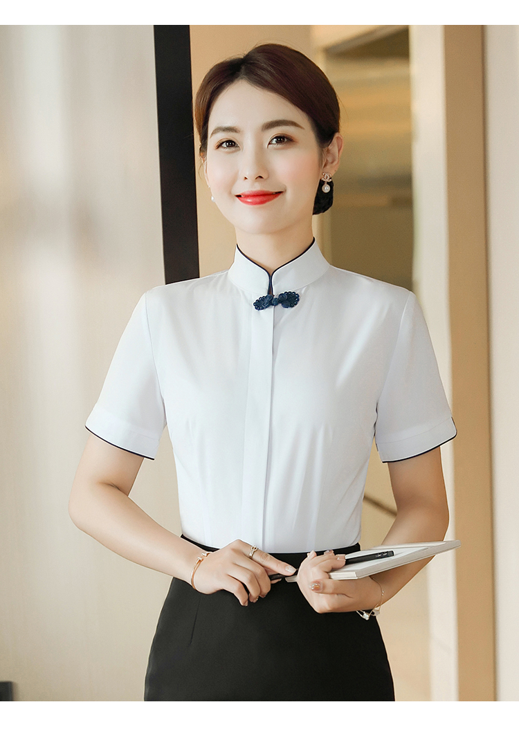 Professional four-sided elastic button-down stand collar short-sleeved shirt for women DL1-0606 short-sleeved shirt for women