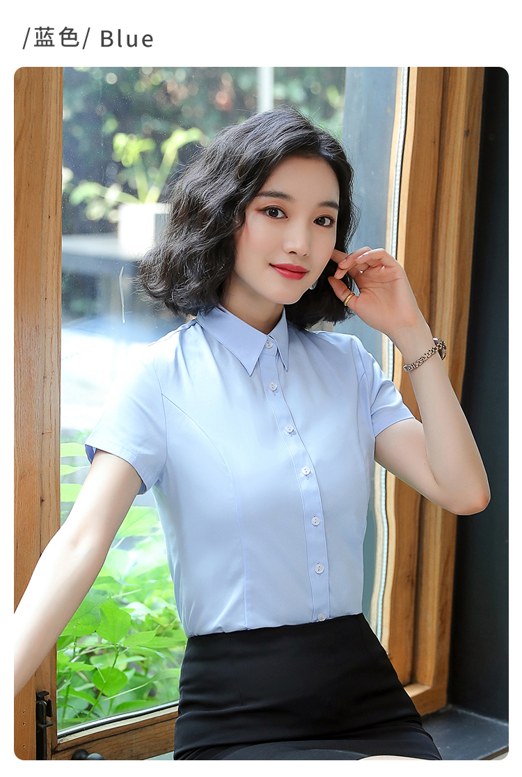 Professional commuting concealed button anti-exposure short-sleeved shirt female 171-310 short-sleeved shirt female