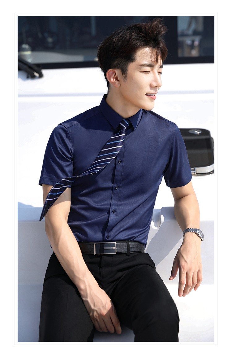 Business bamboo fiber plain short-sleeved shirt men DQ1-1308 short-sleeved shirt men