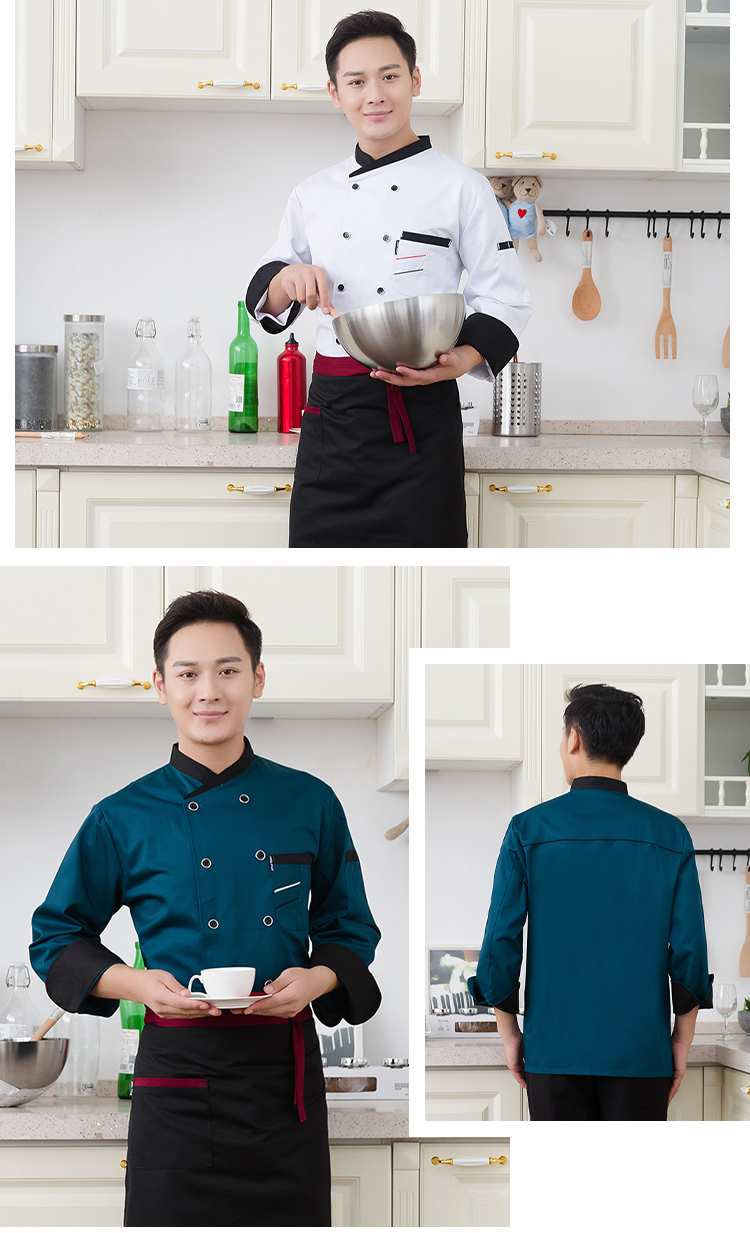 Full process polyester cotton thick yarn long sleeve chef uniform YZ03-206 long