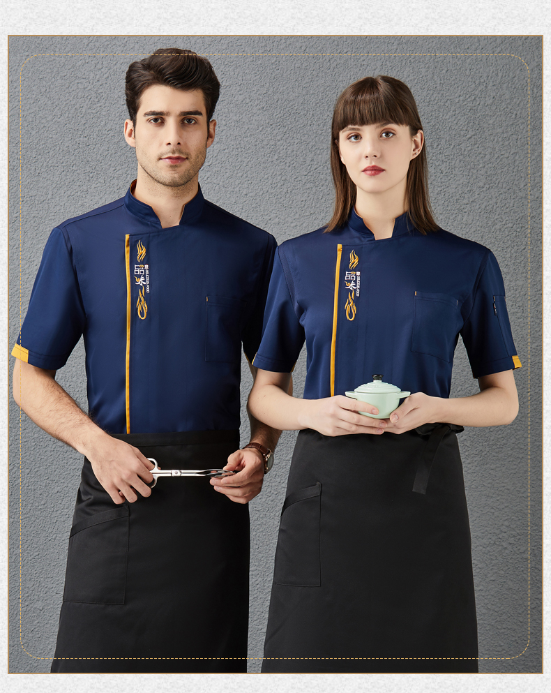 Imitation wool taste short-sleeved chef uniform top H01-2021-23