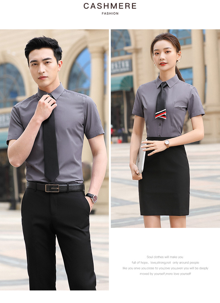 Professional plain cotton business professional short-sleeved shirt for men and women DQ1-Men 302 Women 312 Short-sleeved shirt