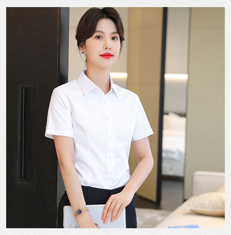 Coarse grain professional ladies short-sleeved shirt 111-981 short-sleeved shirt female