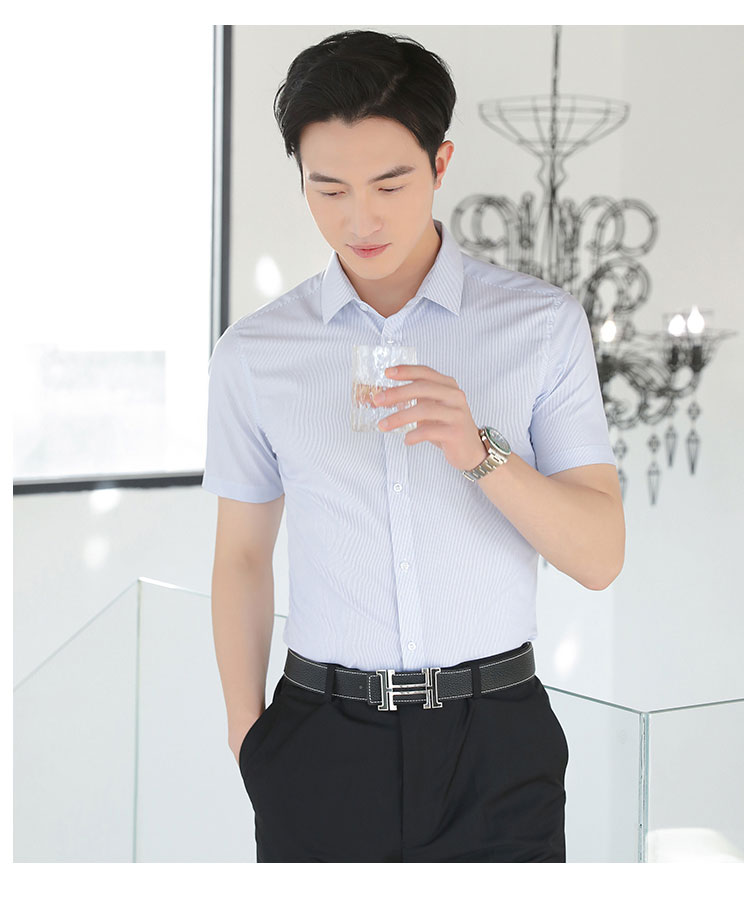 White striped professional ladies short-sleeved lining 111-982 short-sleeved shirt female