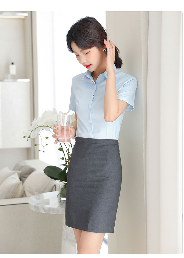 Bamboo fiber concealed placket ladies short-sleeved shirt 111-988 concealed placket ladies shirt short-sleeved