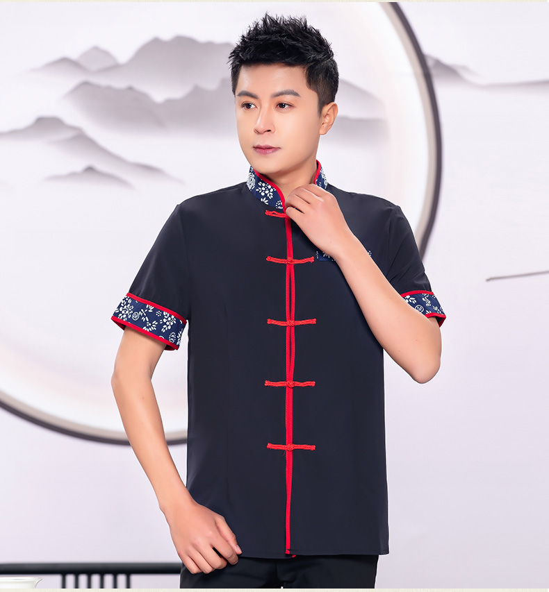 Little orchid waiter work shirt H19-L016 men