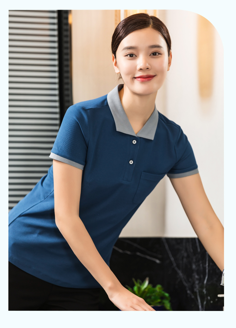 Refreshing breathable collar short-sleeved T-shirt cleaning clothes general style H01-2022-12