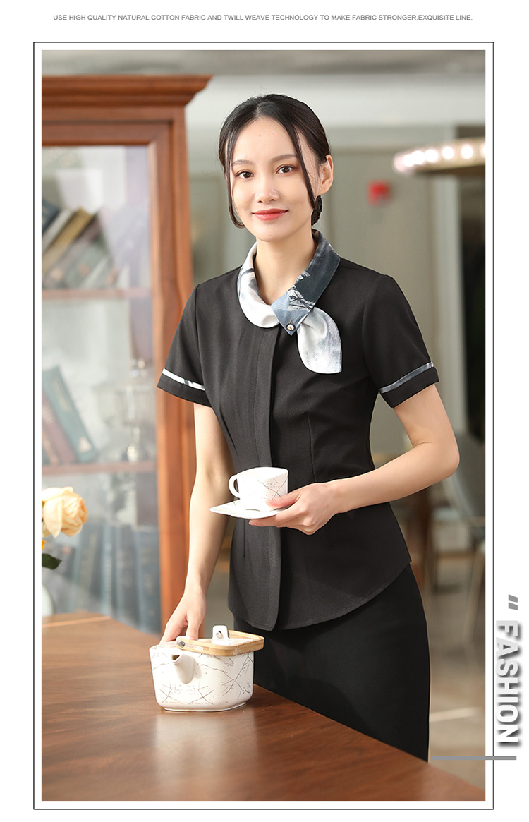 Rabbit collar waiter work clothes women tops H02-22LY011-015