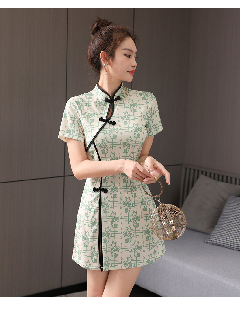 220g health cloth printed technician dress female G25-091