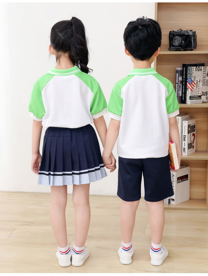 Summer kindergarten uniforms British style children graduation uniforms short-sleeved suits two-piece suits H23-1606 (including badges)