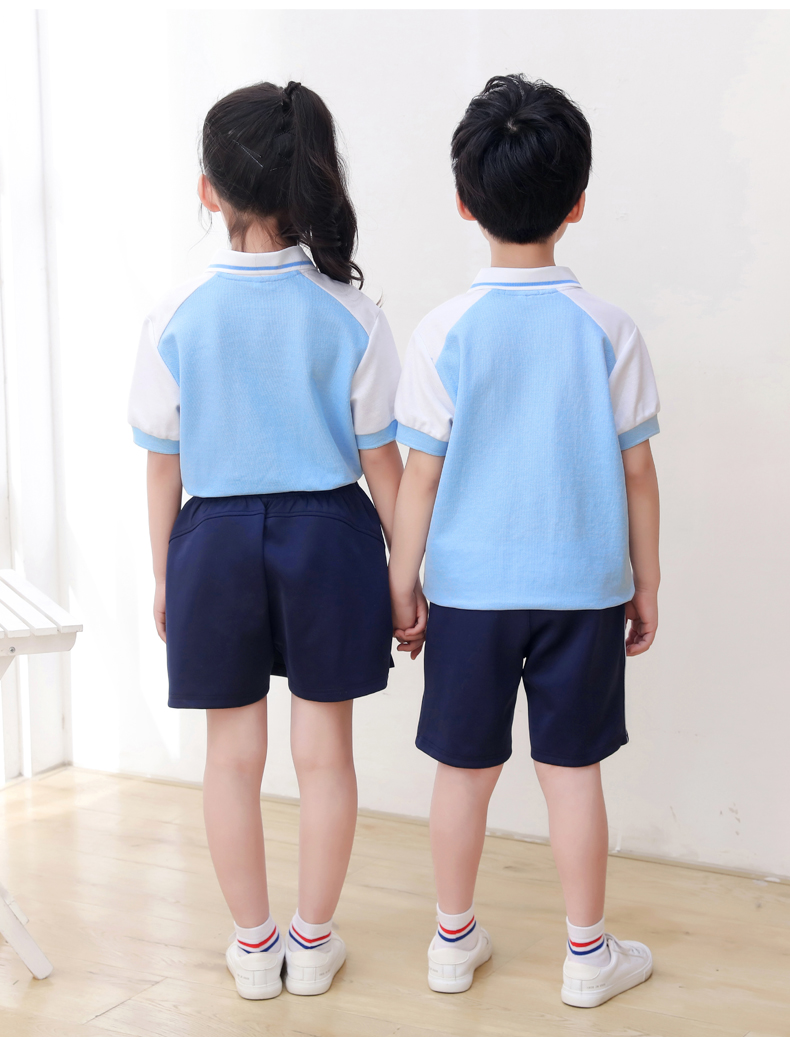 Summer kindergarten uniforms British style children graduation uniforms short-sleeved suits two-piece suits H23-1606 (including badges)