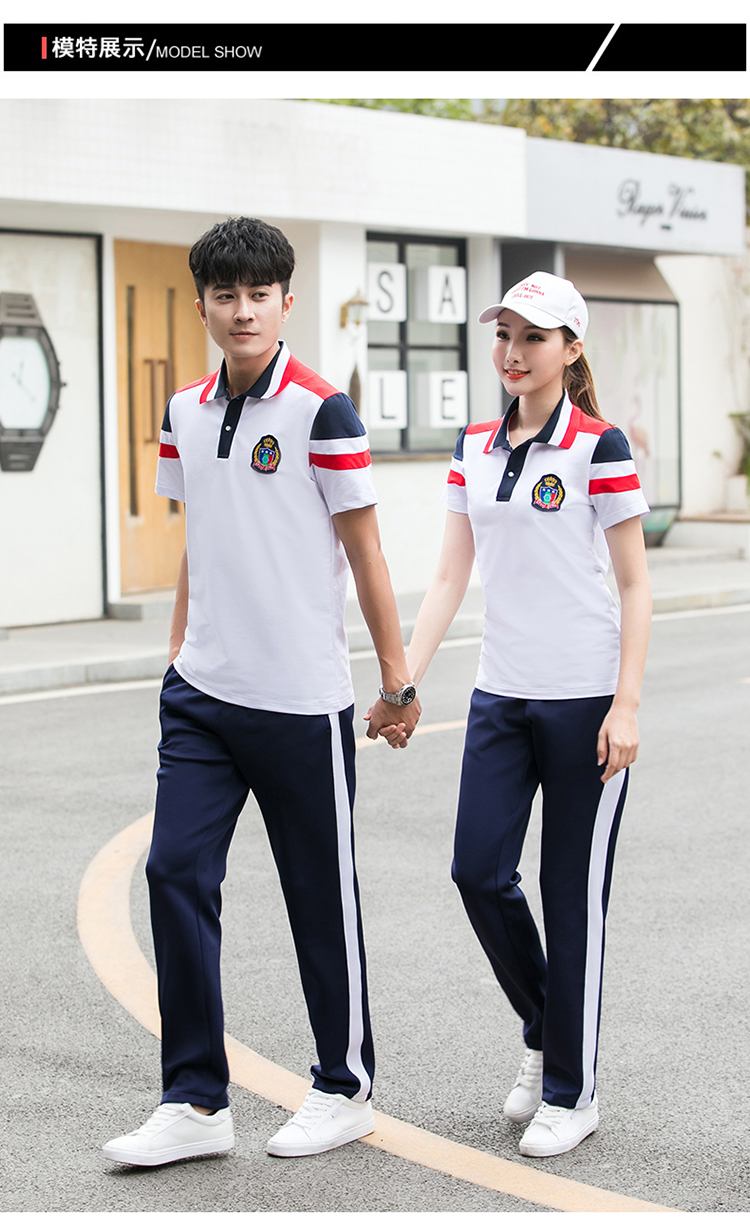 Cotton covered silk summer sports style short-sleeved school uniform suit KA-316-222 (without badge)