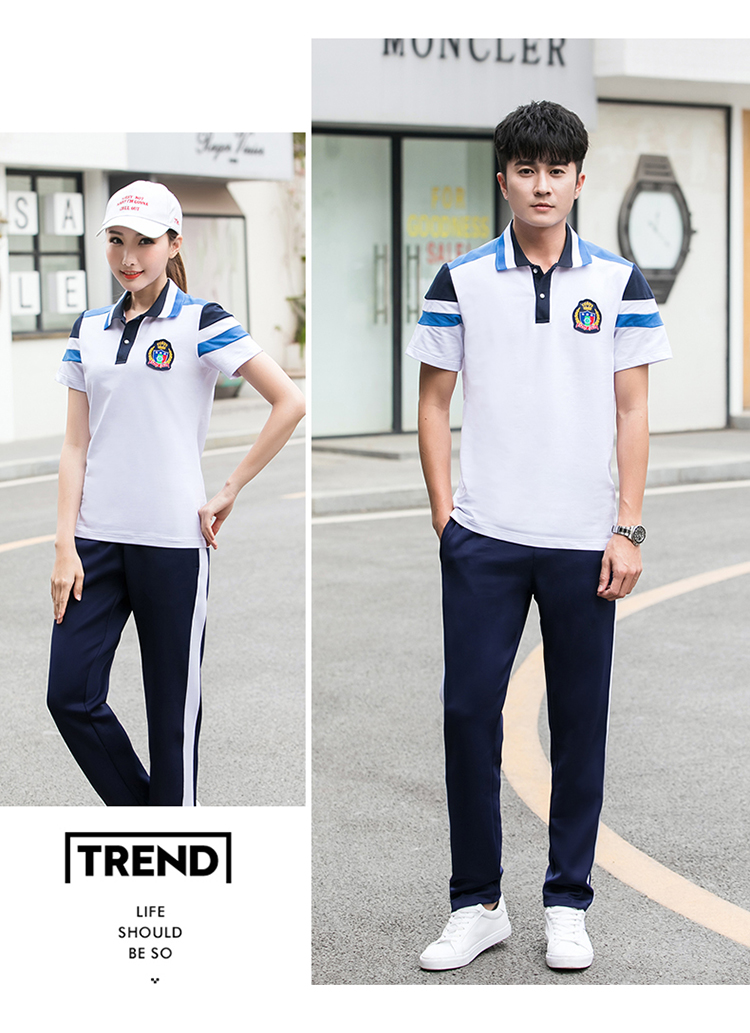 Cotton covered silk summer sports style short-sleeved school uniform suit KA-316-222 (without badge)