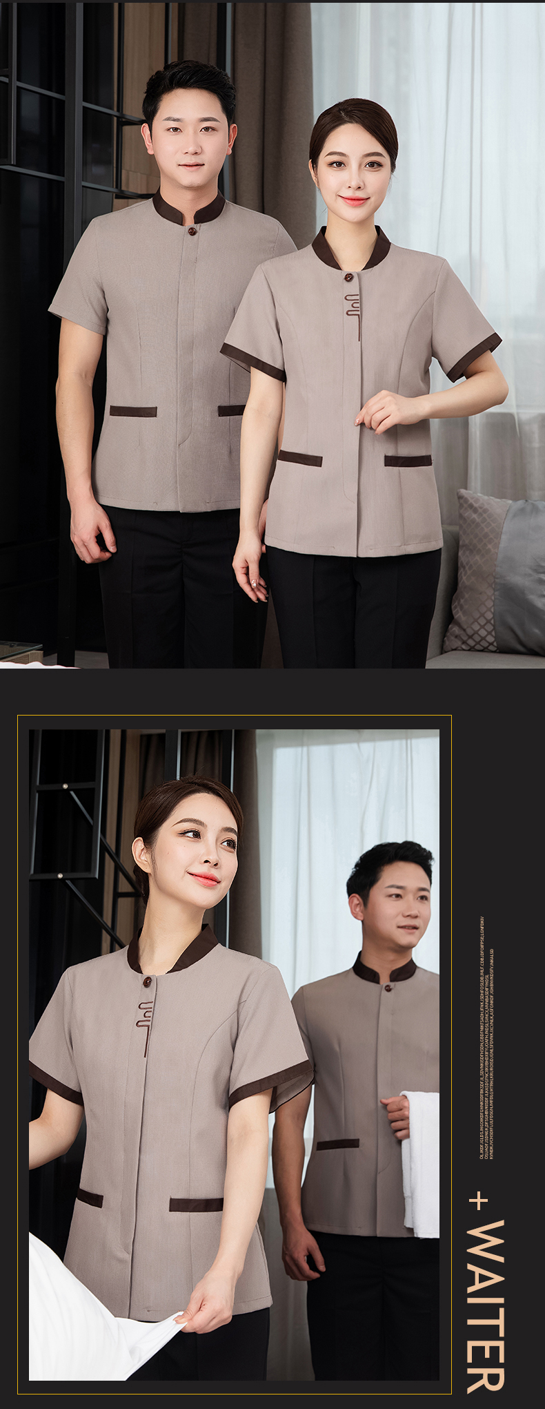 Excellent restaurant hotel cleaning clothes short-sleeved top H27-Excellent Women