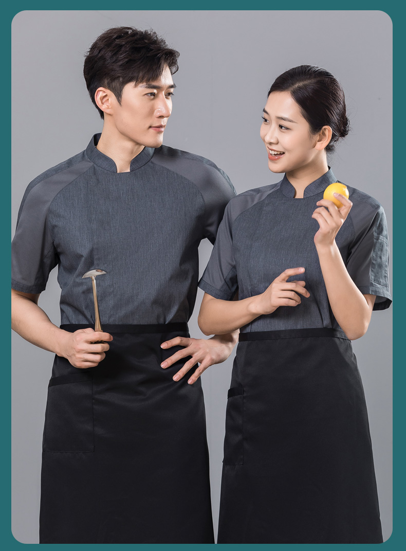 Raglan sleeves concealed button restaurant hotel chef uniform short-sleeved tops universal style H01-2023-13