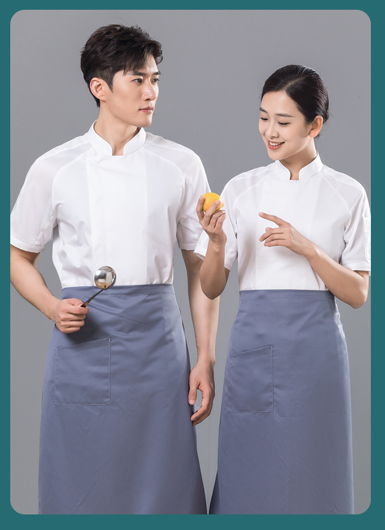 Raglan sleeves concealed button restaurant hotel chef uniform short-sleeved tops universal style H01-2023-13