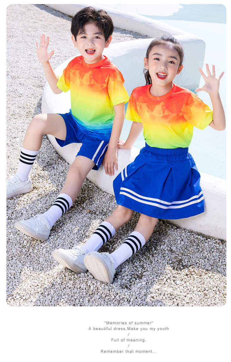 Primary and secondary school students school sports performance uniform colorful and vibrant short-sleeved D11-2126