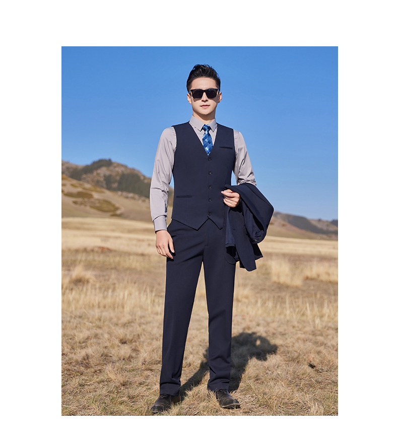 400g color-spun four-way stretch slim suit vest 129-6388 men vest