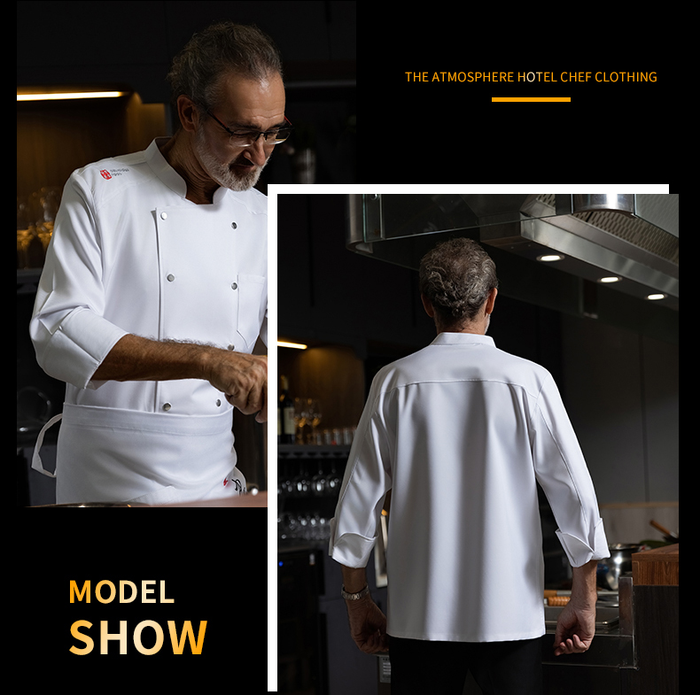 Cool wool adjustable sleeve hotel long sleeve chef uniform top H20-C23-5037