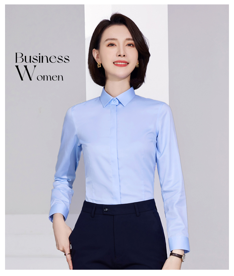 100s pure cotton business DP iron-free short-sleeved shirt 81-6618 women short-sleeved shirt