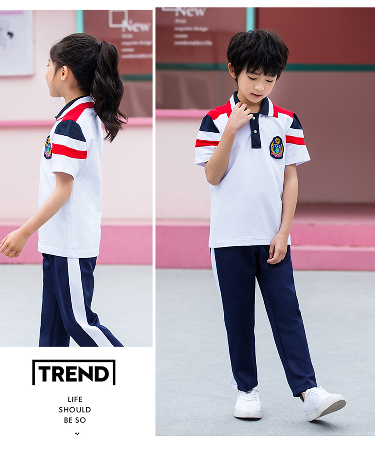 Cotton covered silk summer sports style short-sleeved school uniform top KA-316-222 top (without badge)