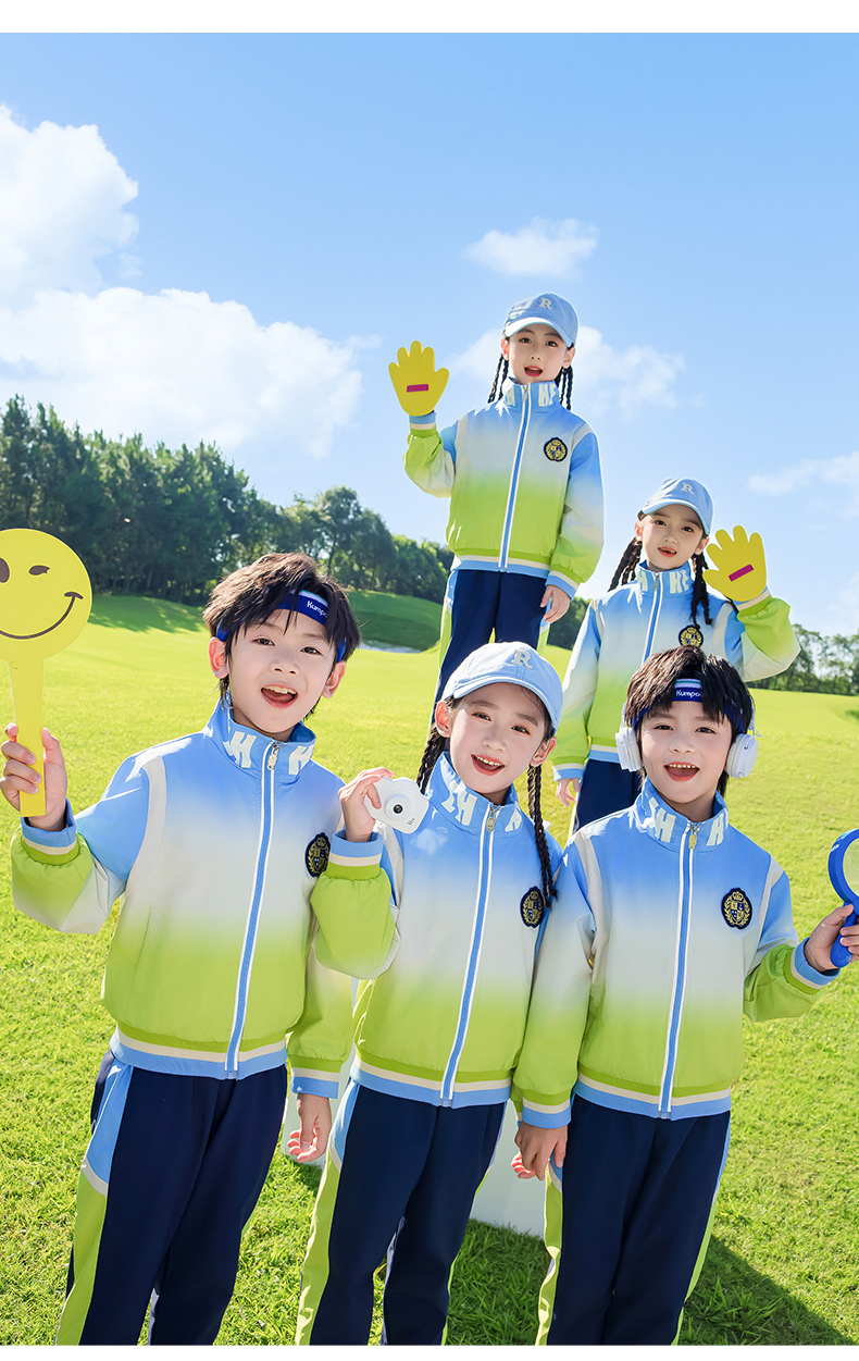 Children sports long-sleeved school uniform spring and autumn two-piece suit 215-9203