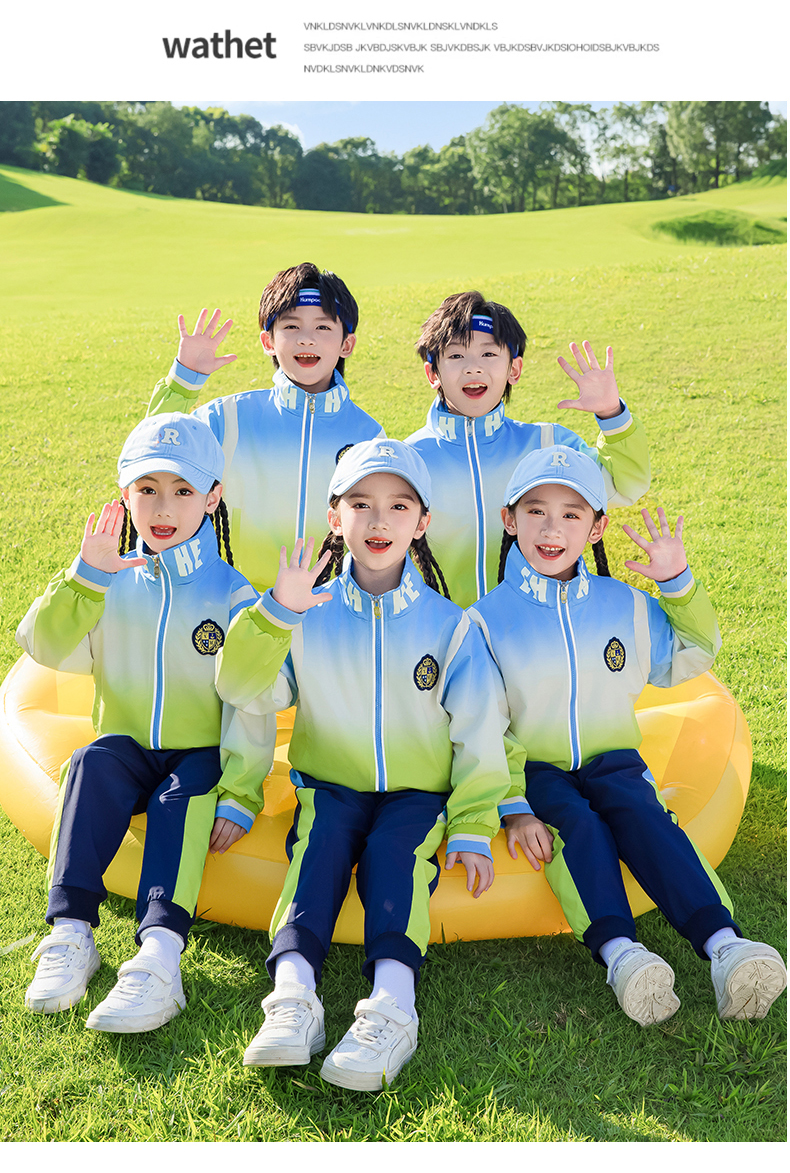 Children sports long-sleeved school uniform spring and autumn two-piece suit 215-9203