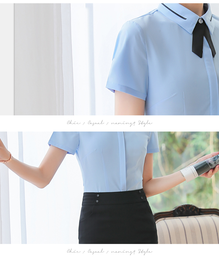 Commuter waist temperament professional short-sleeved shirt 50-301 short-sleeved shirt female