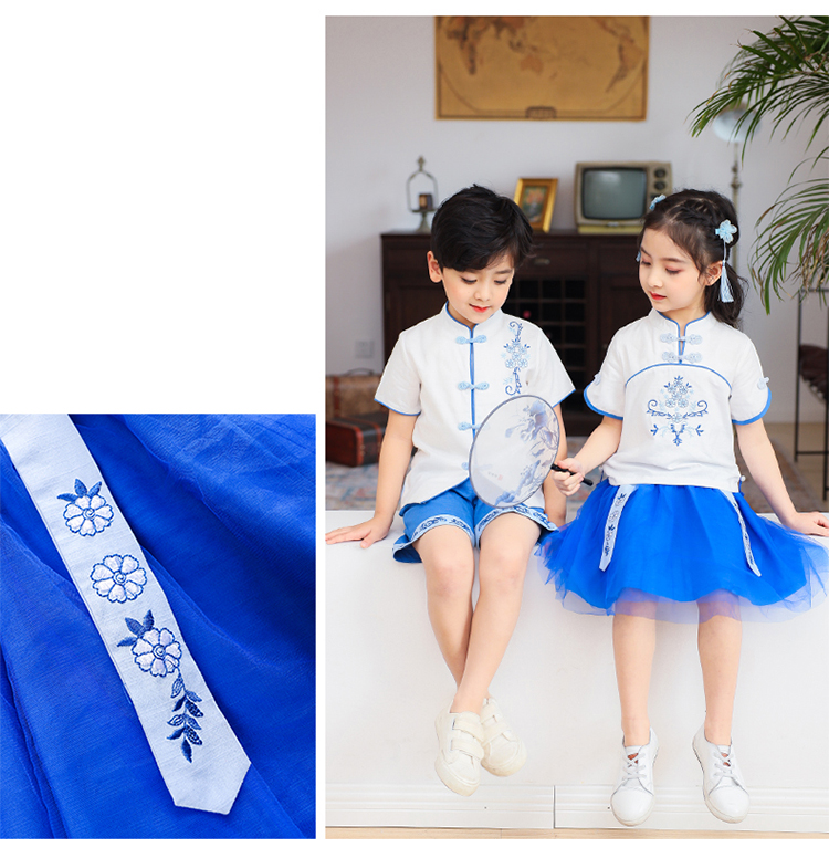 Pure cotton Chinese style improved Tang suit kindergarten performance costume short-sleeved suit 894-2042