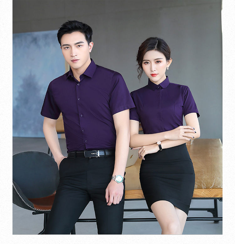 Urban slim bamboo fiber professional short-sleeved shirt for men and women 188-82601 shirt short sleeve