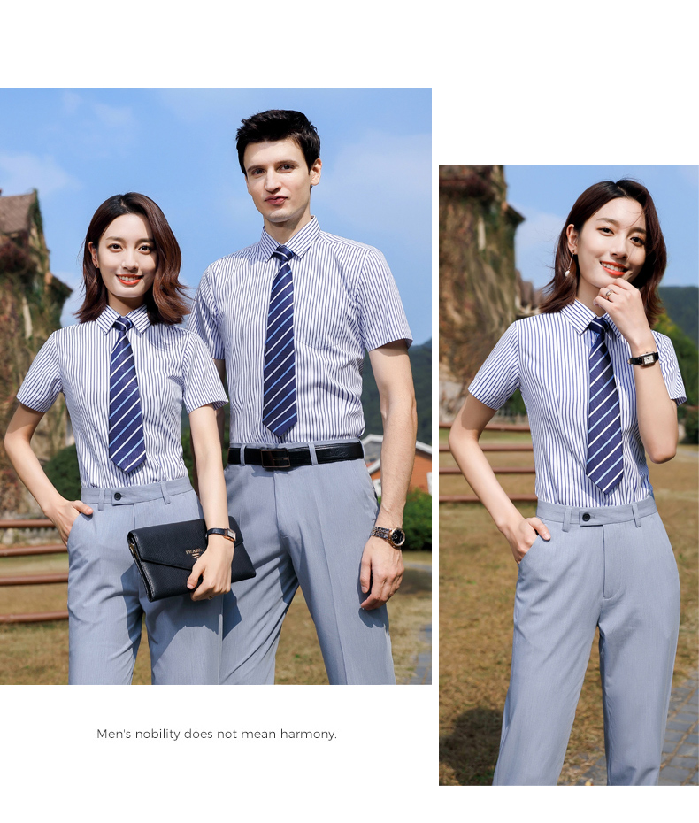 Wide striped professional short-sleeved shirt couple style 81-3230 shirt short sleeve