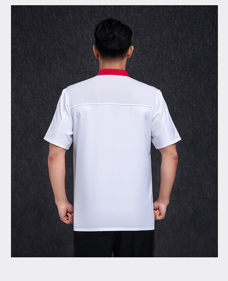 Ice silk delicious master embroidery breathable hotel chef uniform short-sleeved top H12-L065