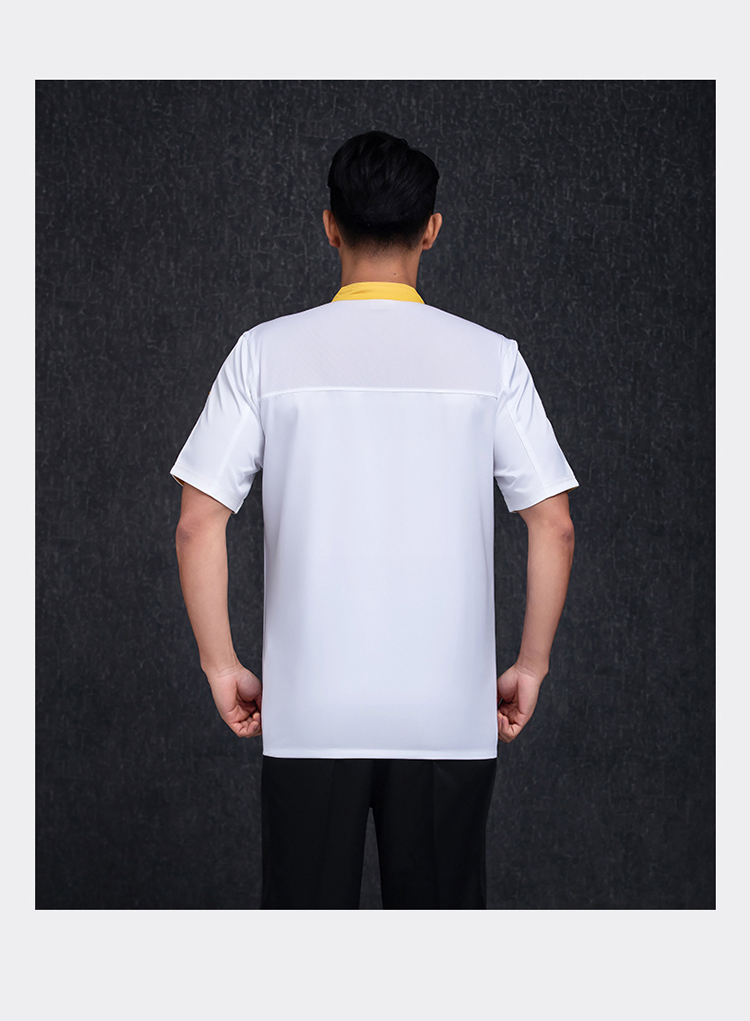 Ice silk delicious master embroidery breathable hotel chef uniform short-sleeved top H12-L065