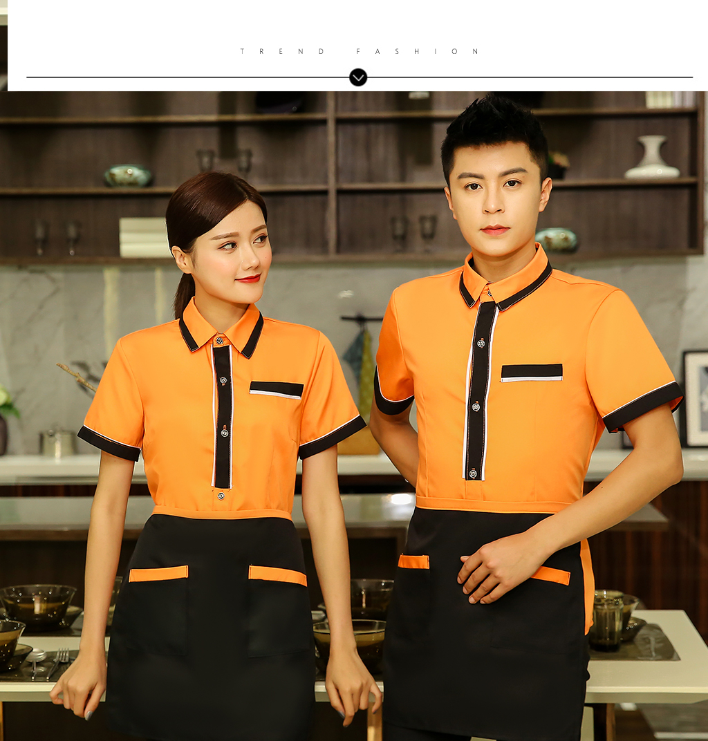 King shirt waiter work clothes top + apron H19-L013