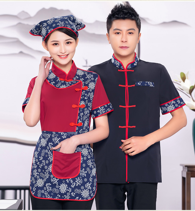 Little Orchid waiter work clothes shirt + headscarf + apron three-piece suit H19-L016 female