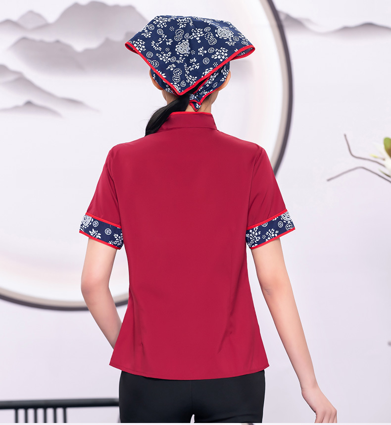 Little Orchid waiter work clothes shirt + headscarf + apron three-piece suit H19-L016 female