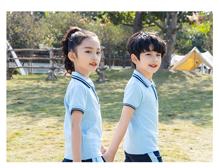 Primary and secondary school students school uniform sports style POLO collar short-sleeved tops universal style D11-2127 tops